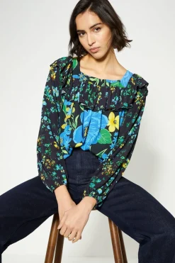 Patch Print Bold Floral Blouse