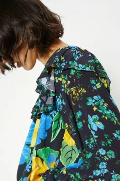 Patch Print Bold Floral Blouse