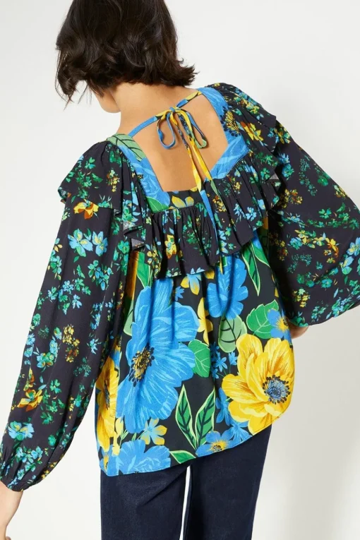 Patch Print Bold Floral Blouse