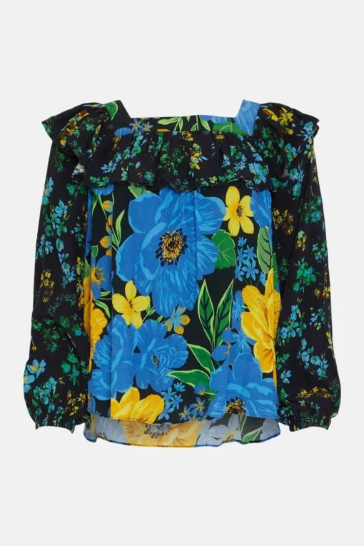Patch Print Bold Floral Blouse