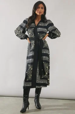 Patchwork Contrast Placket Shirt Dress