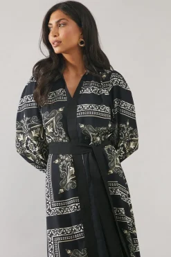 Patchwork Contrast Placket Shirt Dress