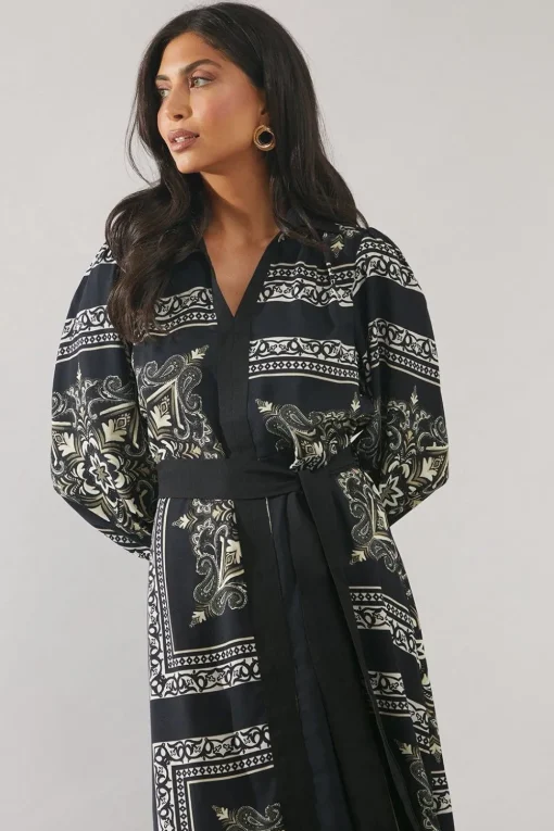 Patchwork Contrast Placket Shirt Dress