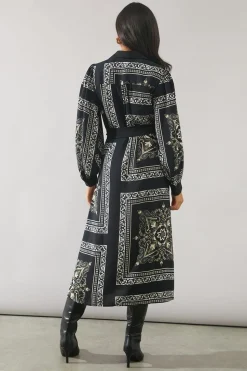 Patchwork Contrast Placket Shirt Dress
