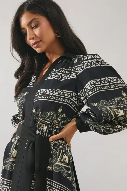 Patchwork Contrast Placket Shirt Dress