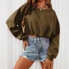 Perfectly Oversized Cropped Sweatshirt In Khaki