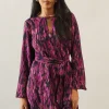 Petite Abstract Print Tie Waist Shift Dress