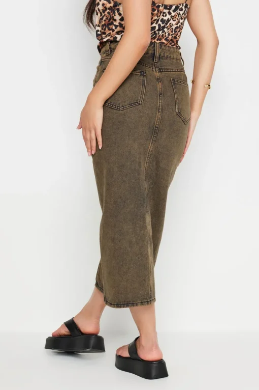 Petite Acid Wash Denim Skirt