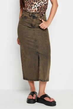 Petite Acid Wash Denim Skirt