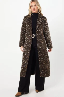 Petite Animal Wool Midi Coat