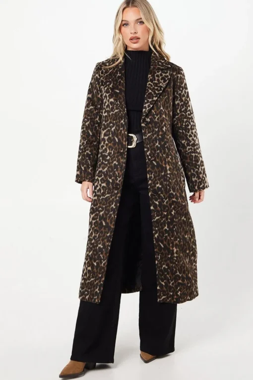 Petite Animal Wool Midi Coat