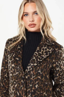 Petite Animal Wool Midi Coat