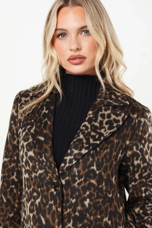 Petite Animal Wool Midi Coat