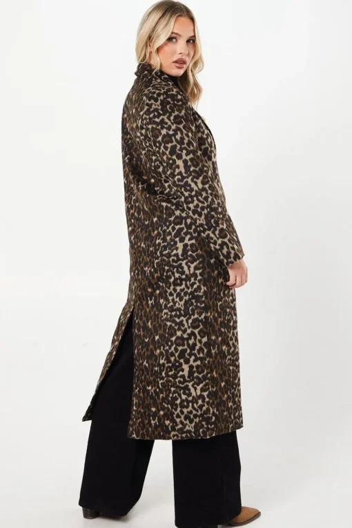 Petite Animal Wool Midi Coat