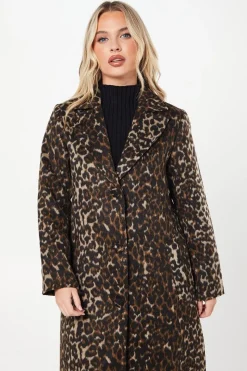 Petite Animal Wool Midi Coat
