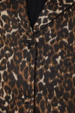 Petite Animal Wool Midi Coat