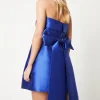 Petite Bandeau Bow Back Twill Mini Dress