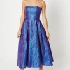 Petite Bandeau Jacquard Midi Dress