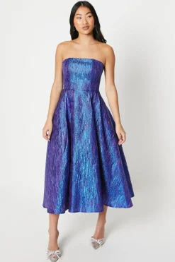 Petite Bandeau Jacquard Midi Dress