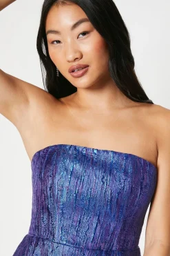 Petite Bandeau Jacquard Midi Dress