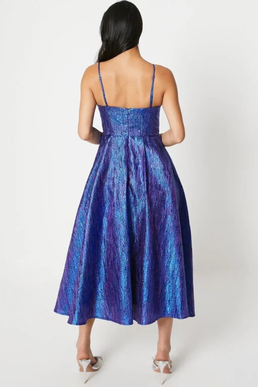 Petite Bandeau Jacquard Midi Dress