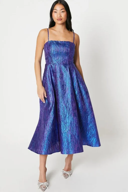 Petite Bandeau Jacquard Midi Dress