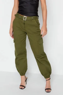 Petite Belted Cargo Jeans