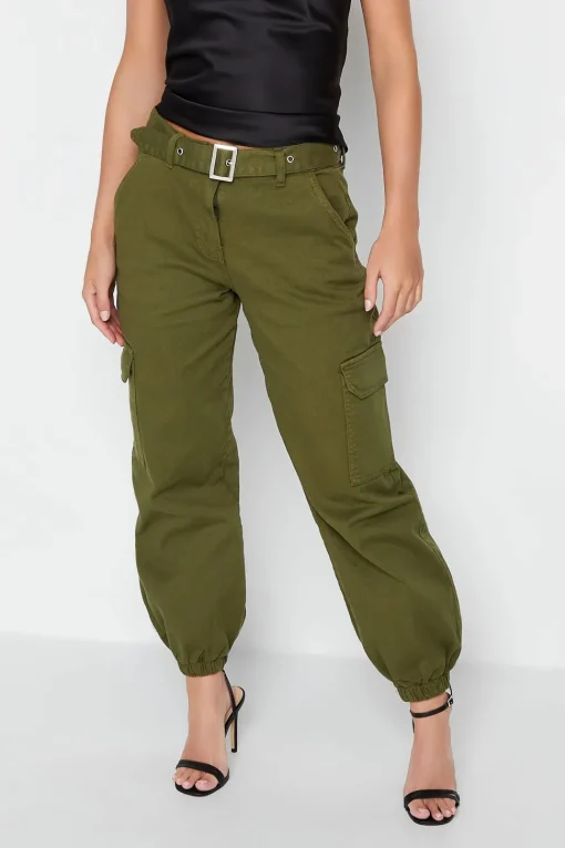 Petite Belted Cargo Jeans