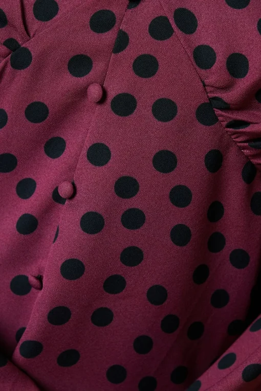 Petite Berry Spot Long Sleeve Button Front Tea Blouse