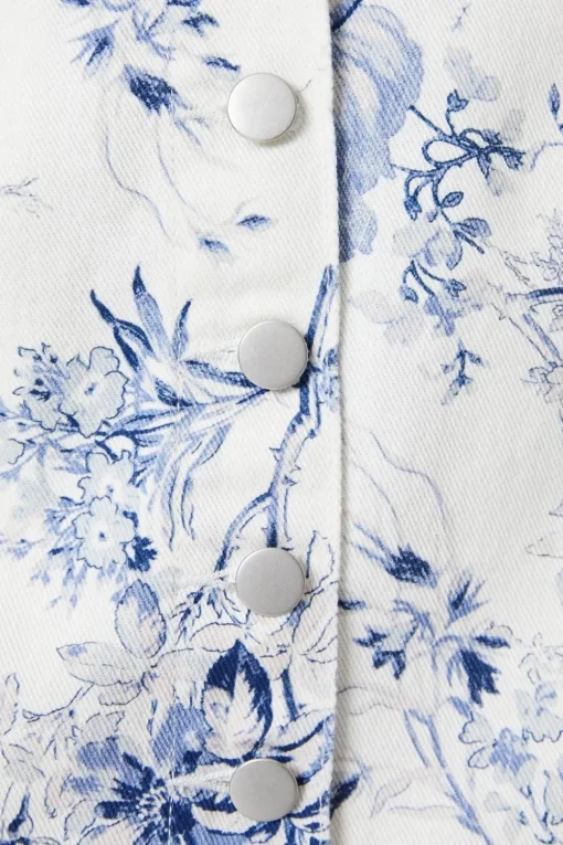Petite Blue Floral Denim Mini Skirt