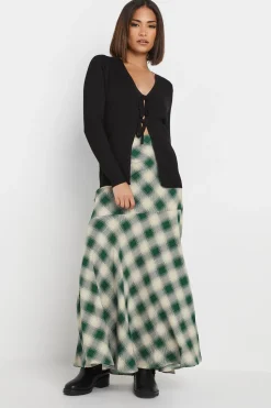 Petite Blurred Check Maxi Skirt