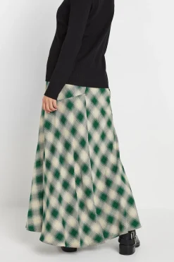 Petite Blurred Check Maxi Skirt