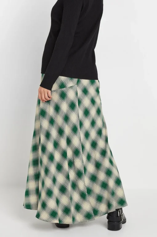 Petite Blurred Check Maxi Skirt
