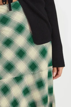 Petite Blurred Check Maxi Skirt