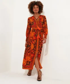 Petite Boho Button-Through Tassel Tie Maxi Dress