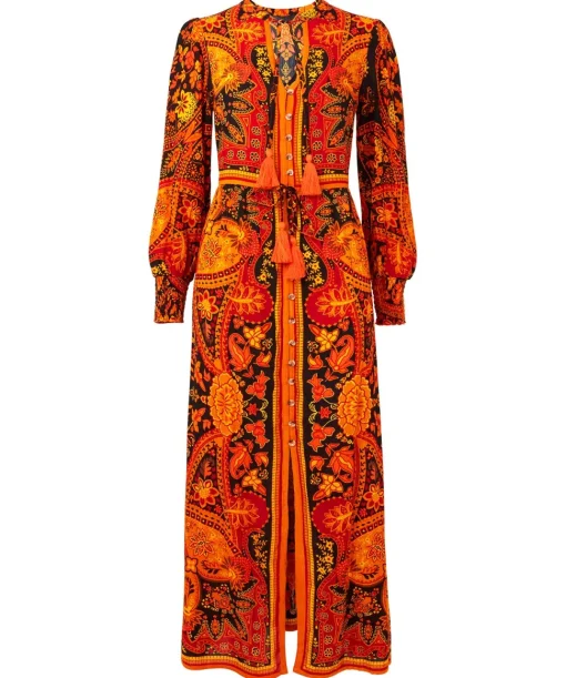 Petite Boho Button-Through Tassel Tie Maxi Dress