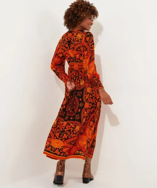 Petite Boho Button-Through Tassel Tie Maxi Dress