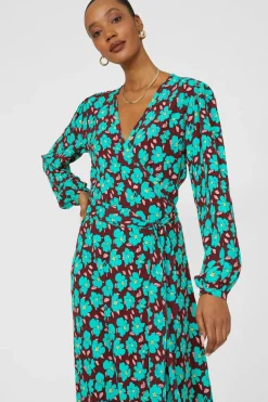 Petite Bold Floral Printed Wrap Fit & Flare Midi Dress