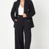 Petite Button Tab Detail Wide Leg Trouser