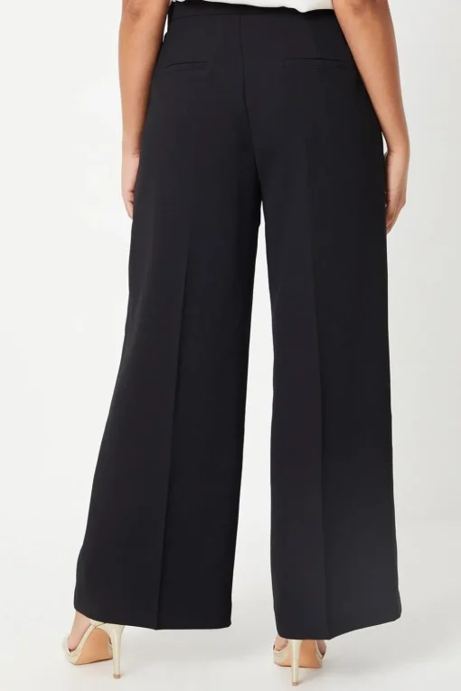Petite Button Tab Detail Wide Leg Trouser