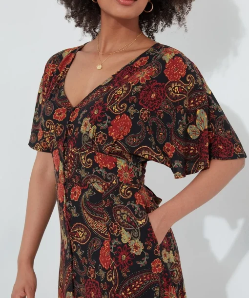 Petite Button-Through Floral Maxi Dress
