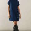 Petite Cobalt Short Sleeve Jacquard Ponte Shift Dress