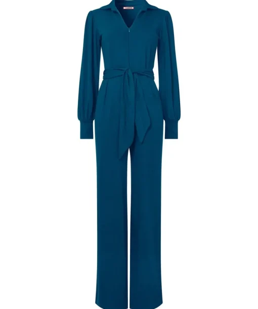 PETITE Collared Straight Leg Jersey Jumpsuit