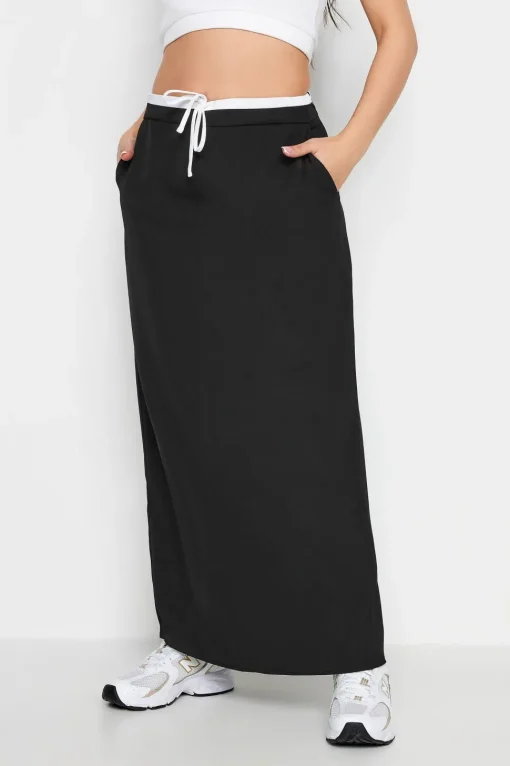Petite Contrast Waist Maxi Skirt