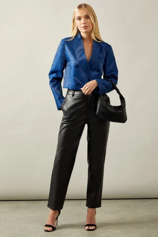 Petite Crop Double Breasted Blazer