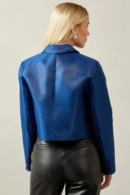 Petite Crop Double Breasted Blazer