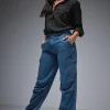 Petite Denim Parachute Trousers