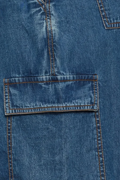 Petite Denim Parachute Trousers