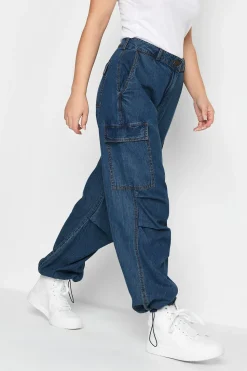 Petite Denim Parachute Trousers