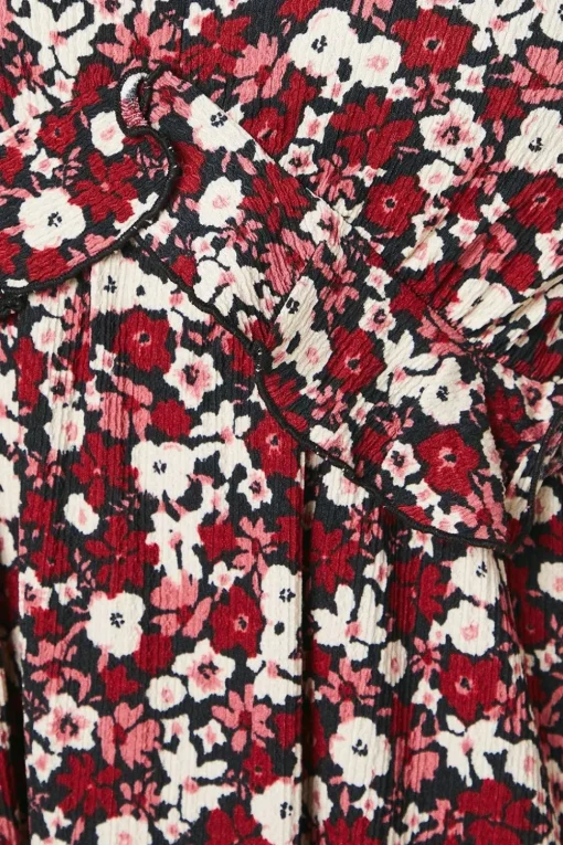 Petite Ditsy Floral Ruffle Front Midi Dress
